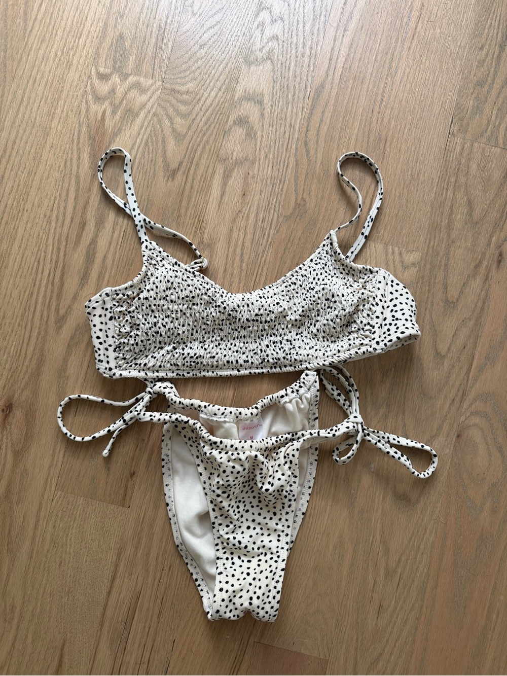 Xhilaration White Bikini with Black Speckle Print